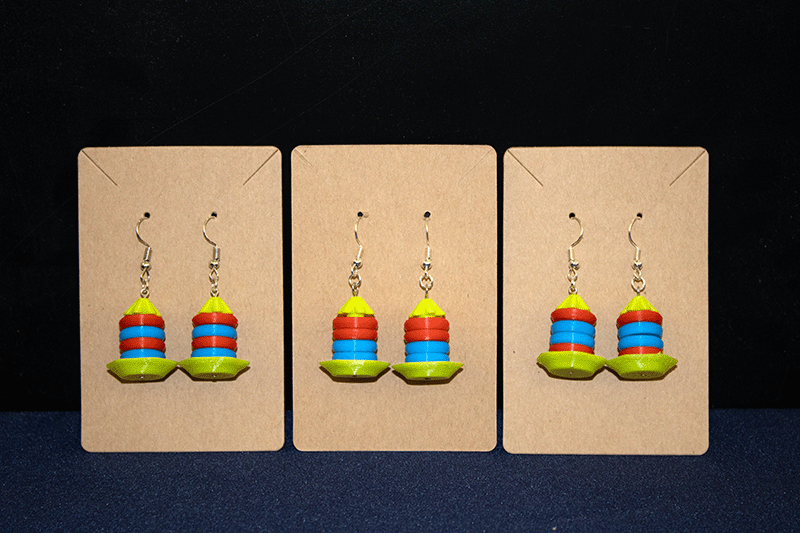 Custom V5 High Stakes 3D printed Earrings (4 Rings)