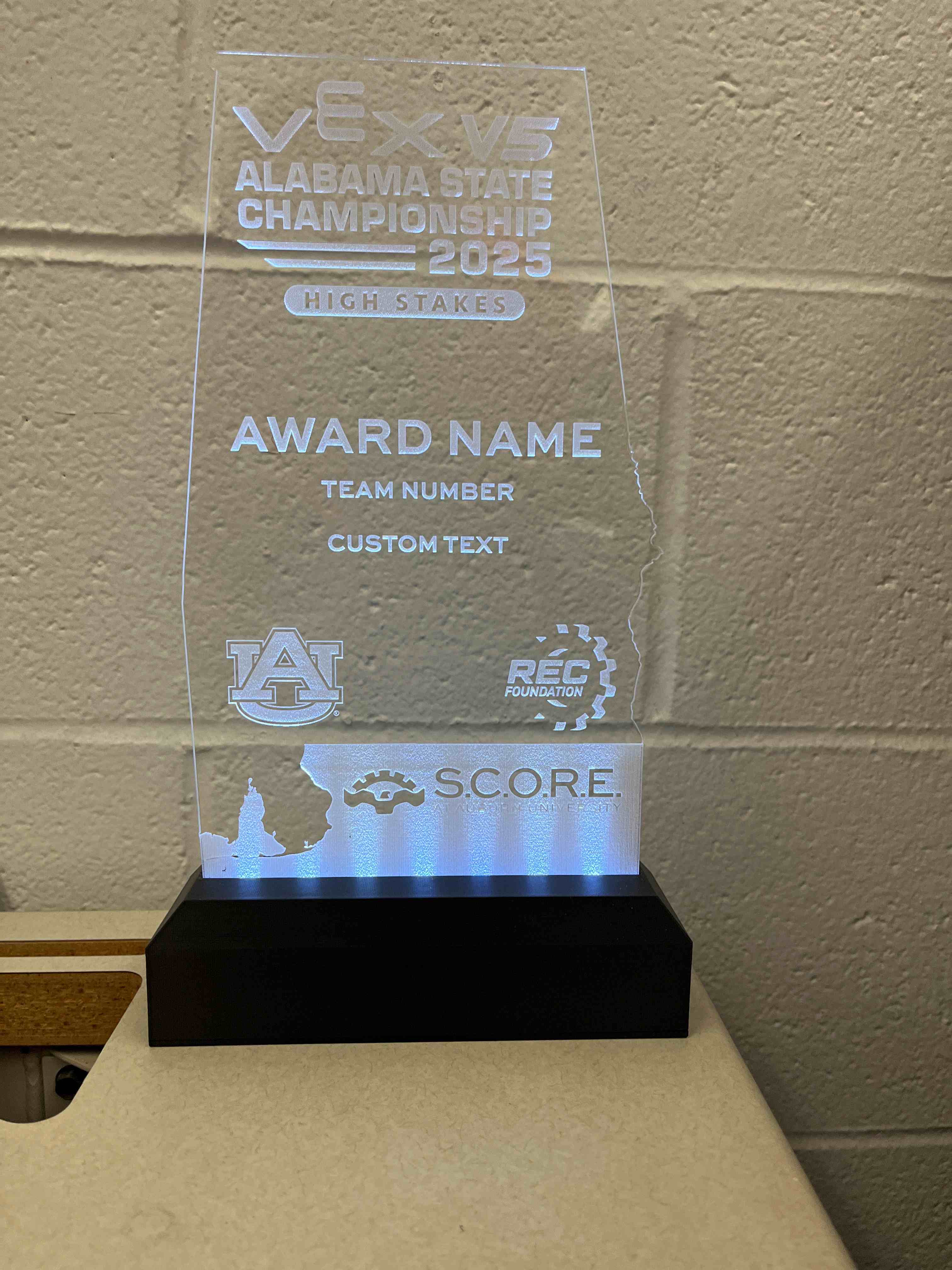 Personalized V5 Alabama States at Auburn University Trophies