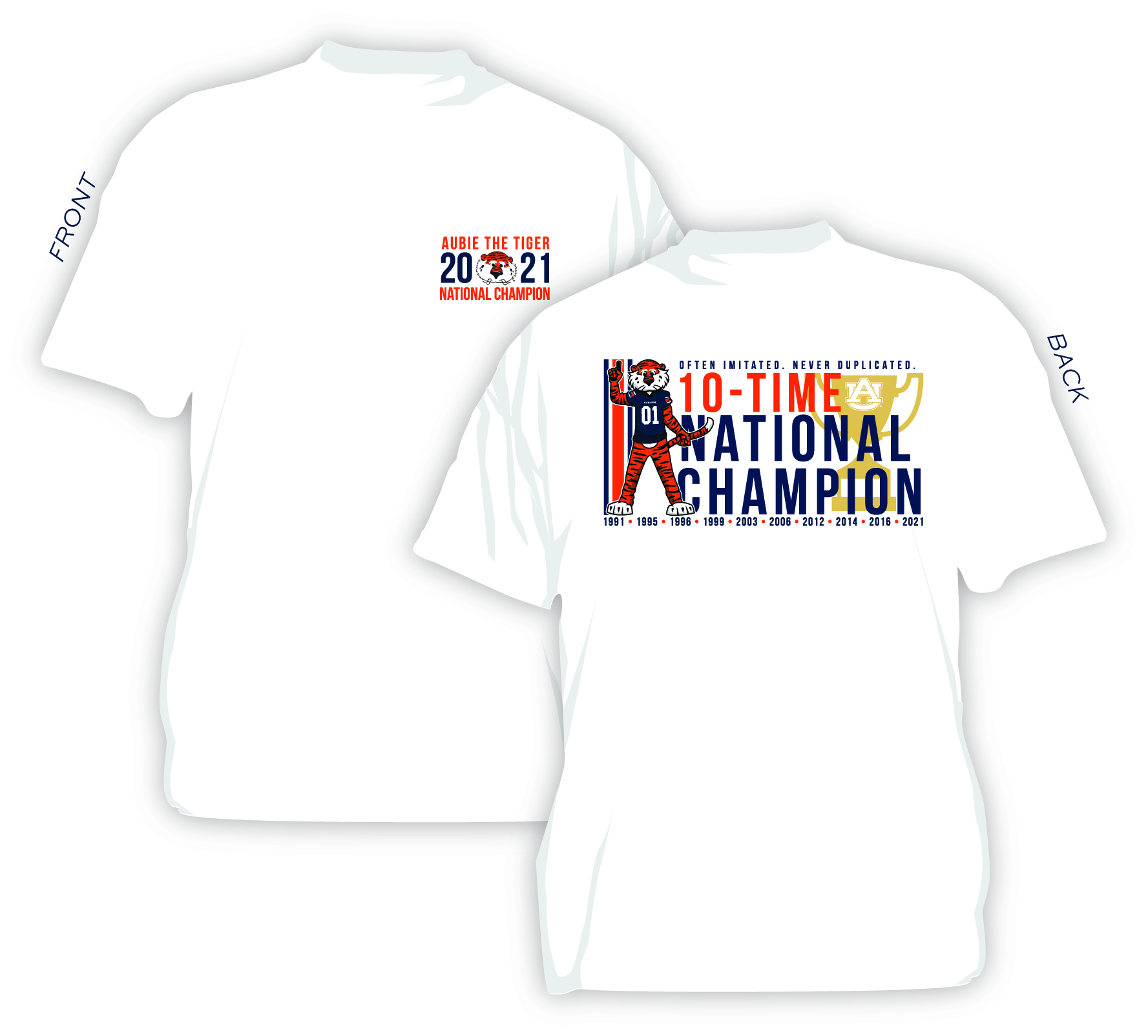 Aubie's 10th National Championship ADULT Limited Edition T-Shirt