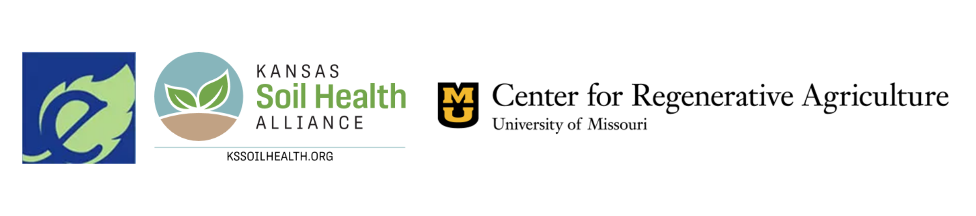 Logos of project partners - E Resources LLC, Kansas Soil Health Alliance, and University of Missouri Center for Regenerative Agriculture