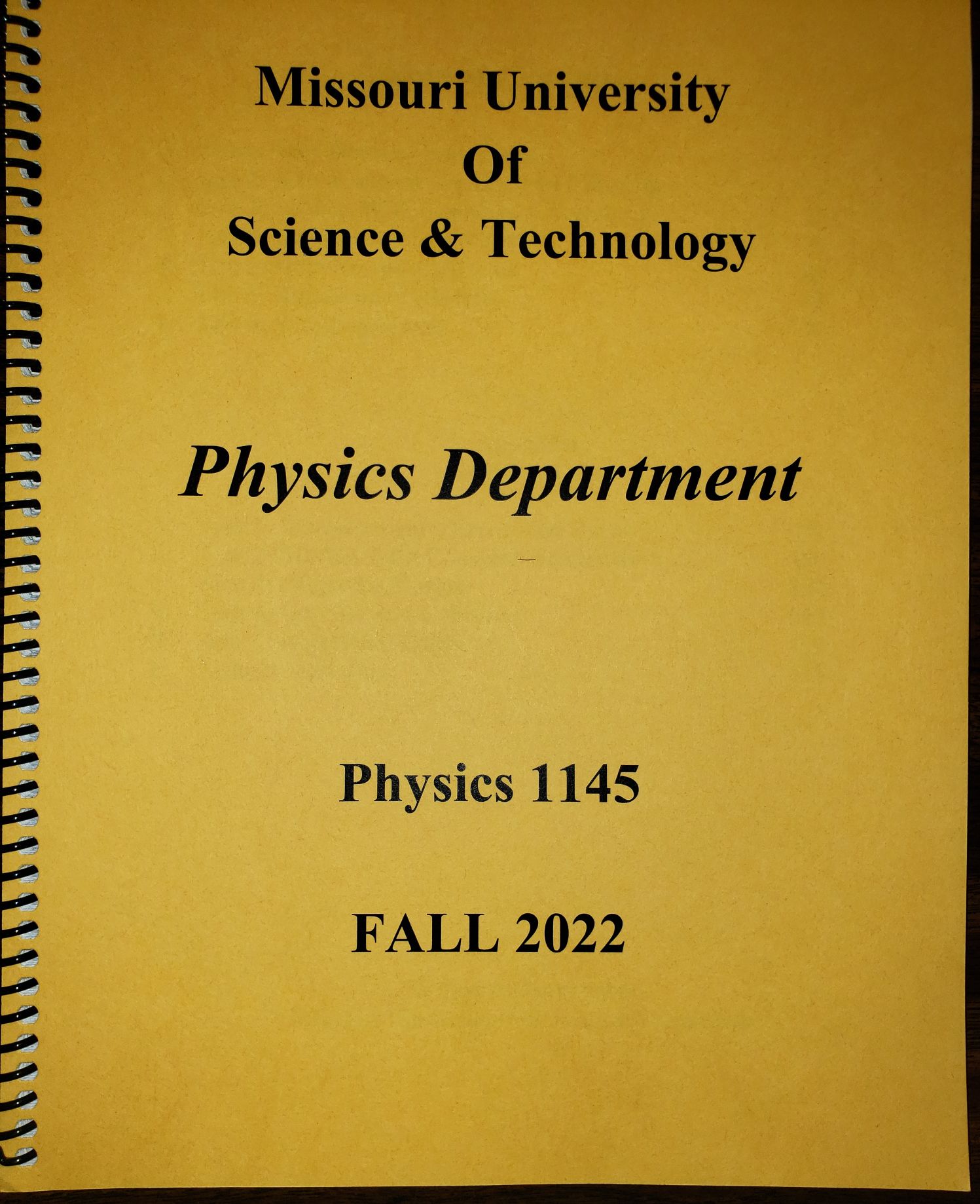 Physics 1145 Lab Manual 2022 Fall