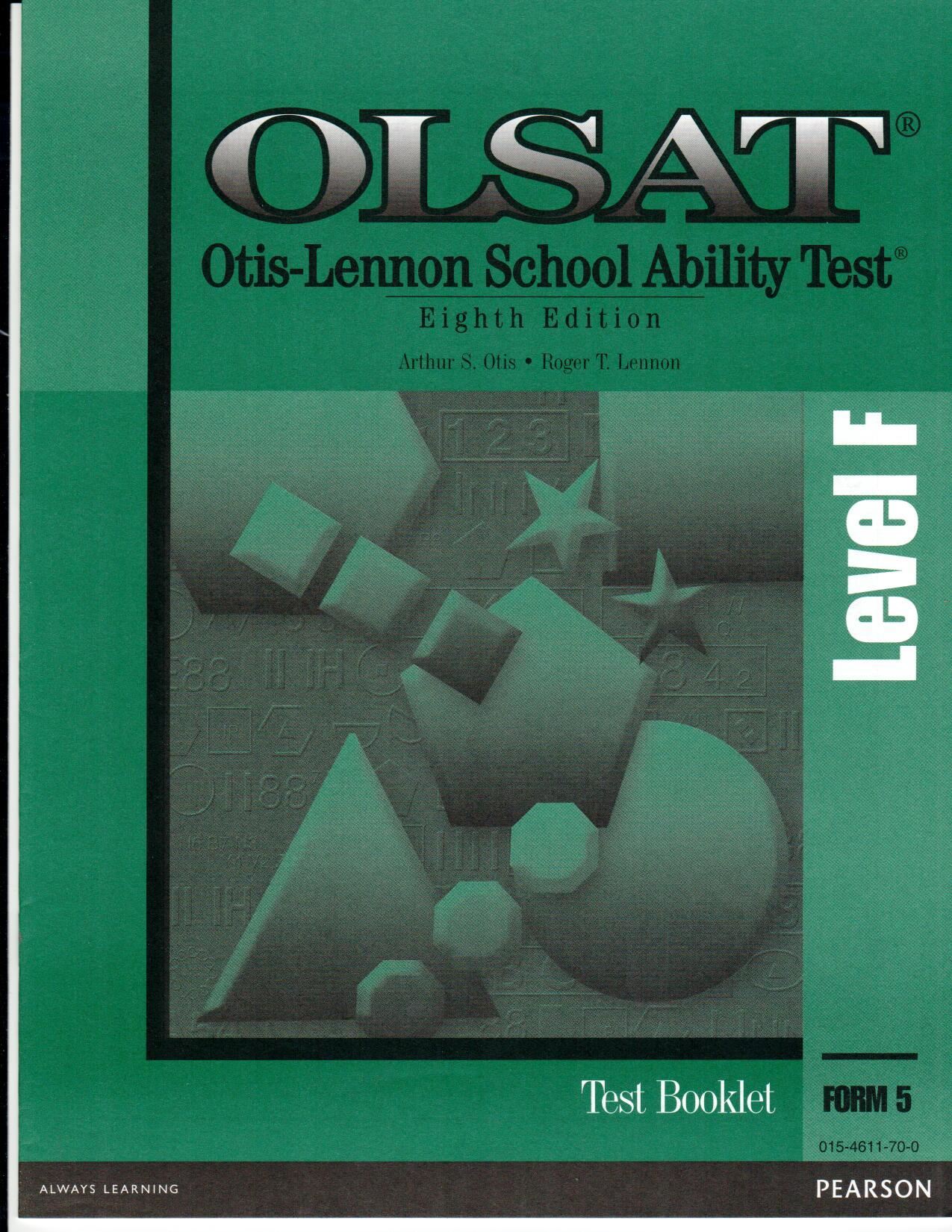 OLSAT 8 Level F Reusable Test Book