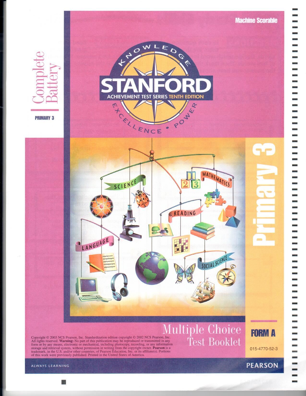 Assessment Resource Center - SAT 10 Test Booklets & Answer Sheets