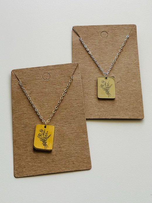 Square Pendant Engraved Necklace
