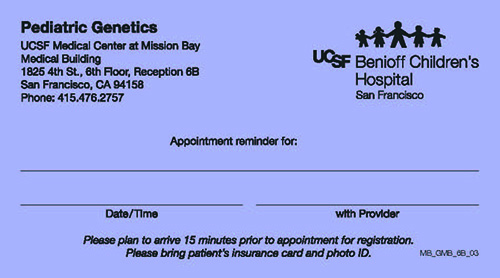 MB_GMB_6B_03 Pediatric Genetics Appointment Cards