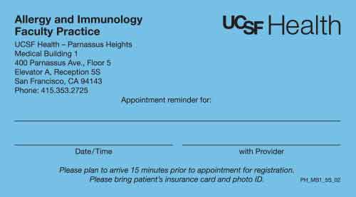 PH_MB1_5S_02 Allergy and Immunology Faculty Practice Appointment Cards