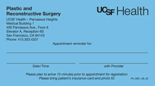 PH_MB1_6S_02 Plastic and Reconstructive Surgery Appointment Cards