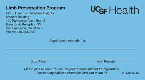 PH_MB1_5N_05 Limb Preservation Program Appointment Cards