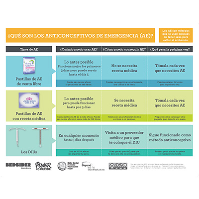 &iquest;Qu&eacute; Son Los Anticonceptivos De Emergencia (AE)? 13&rdquo; x 17&rdquo; Poster (Spanish)