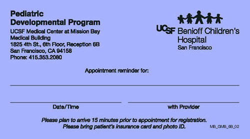 MB_GMB_6B_02 Pediatric Developmental Program Appointment Cards