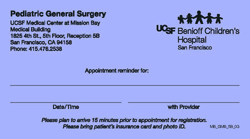 MB_GMB_5B_03 Pediatric General Surgery Appointment Cards