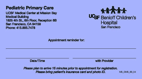 MB_GMB_6B_04 Pediatric Primary Care Appointment Cards