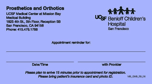 MB_GMB_5B_06 Prosthetics and Orthotics Appointment Cards