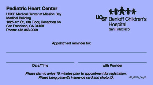 MB_GMB_6A_02 Pediatric Heart Center Appointment Cards
