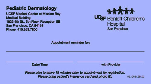 MB_GMB_5B_02 Pediatric Dermatology Appointment Cards