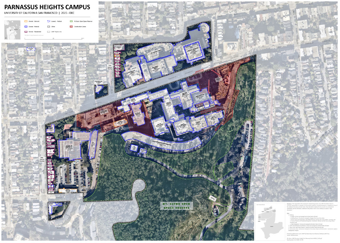 UCSF Parnassus Core Campus Aerial Basemap 30" x 42"