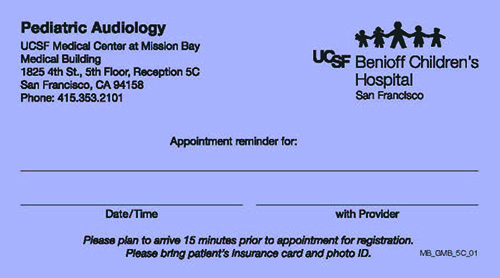 MB_GMB_5C_01 Pediatric Audiology Appointment Cards