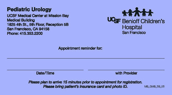 MB_GMB_5B_05 Pediatric Urology Appointment Cards