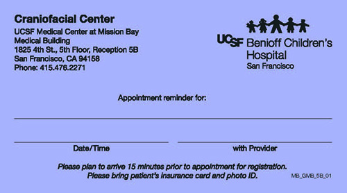 MB_GMB_5B_01 Craniofacial Center Appointment Cards