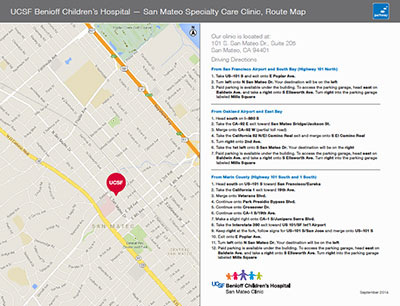 San Mateo Specialty Care Clinic Route Card