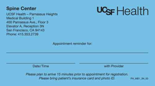 PH_MB1_3N_00 Spine Center Appointment Cards