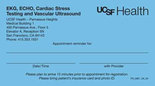 PH_MB1_5N_04 EKG, ECHO, Cardiac Stress Testing and Vascular Ultrasound Appointment Cards
