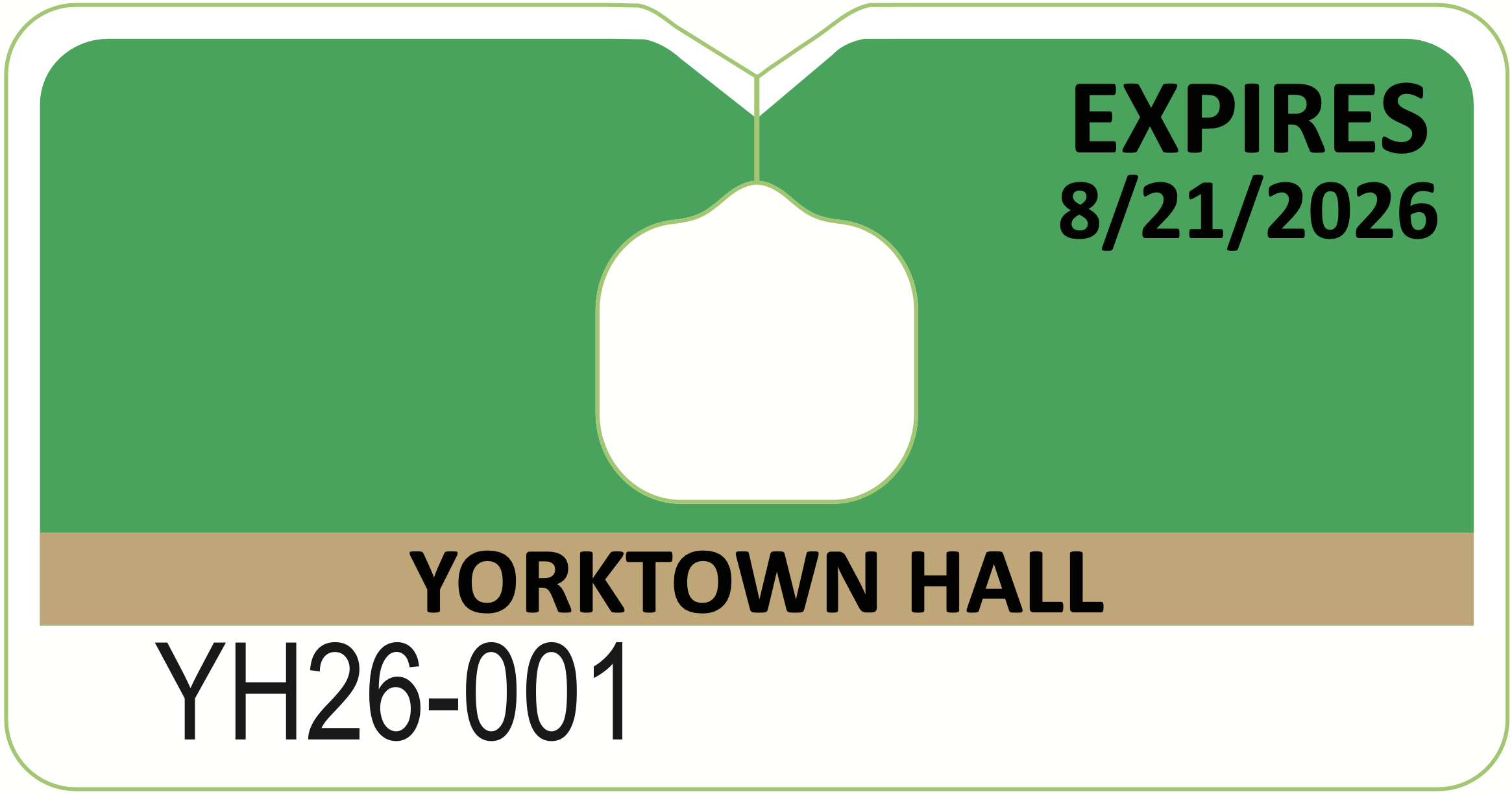 Parking Permit (Green) - Yorktown Resident Students