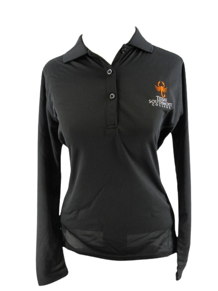 Ladies Long Sleeve Polo - Black