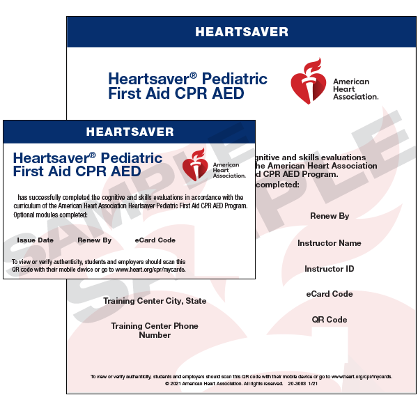 Heartsaver Pediatric First Aid CPR AED eCard