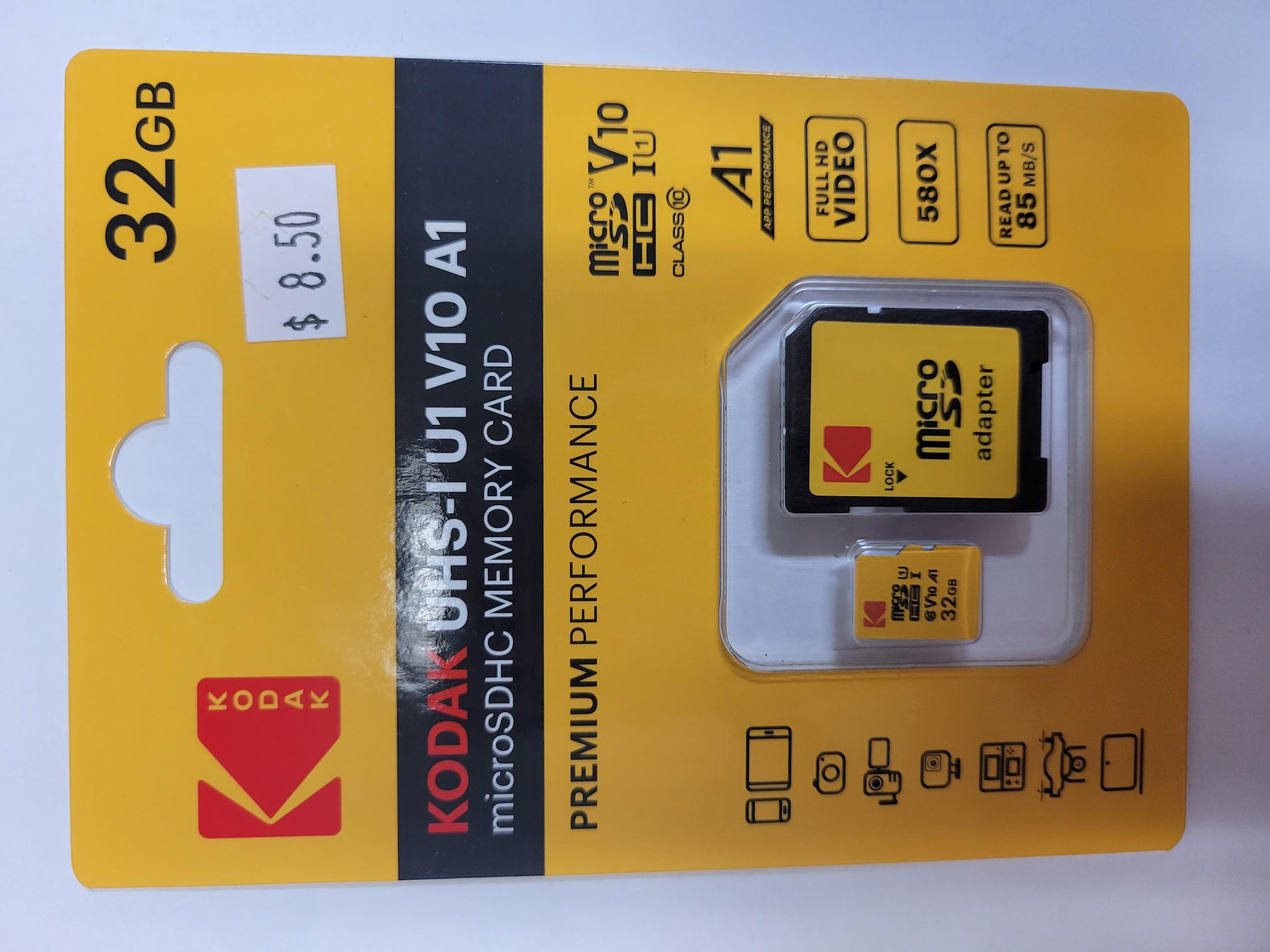 Kodak 32GB Micro SDHC Memory Card w/adapter