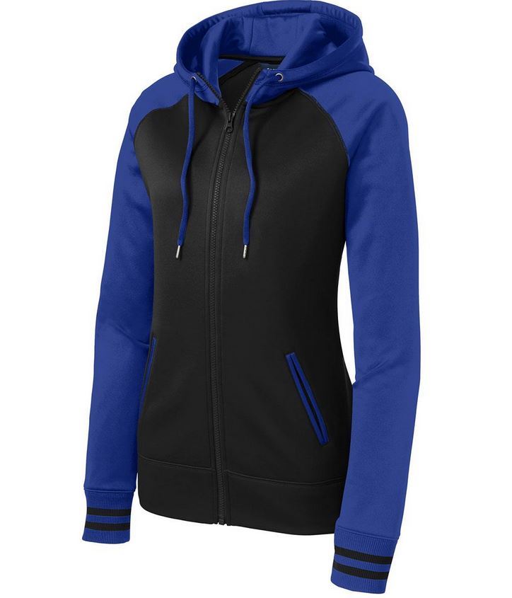 Sport-Tek Sport-Wick Fitted Varsity Fleece Full Zip Hooded Jacket