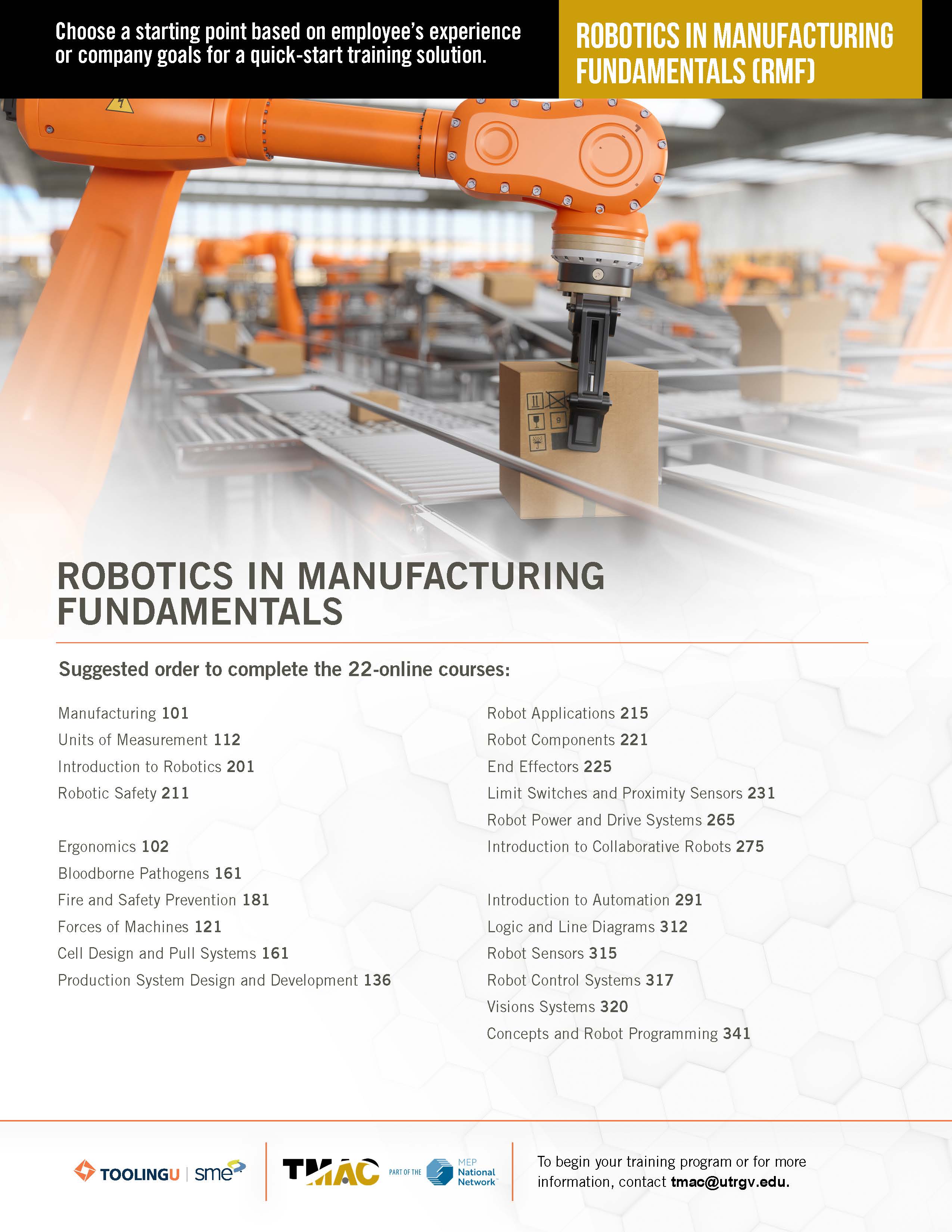 Online: Certified Robotics in Manufacturing Fundamentals (RMF)
