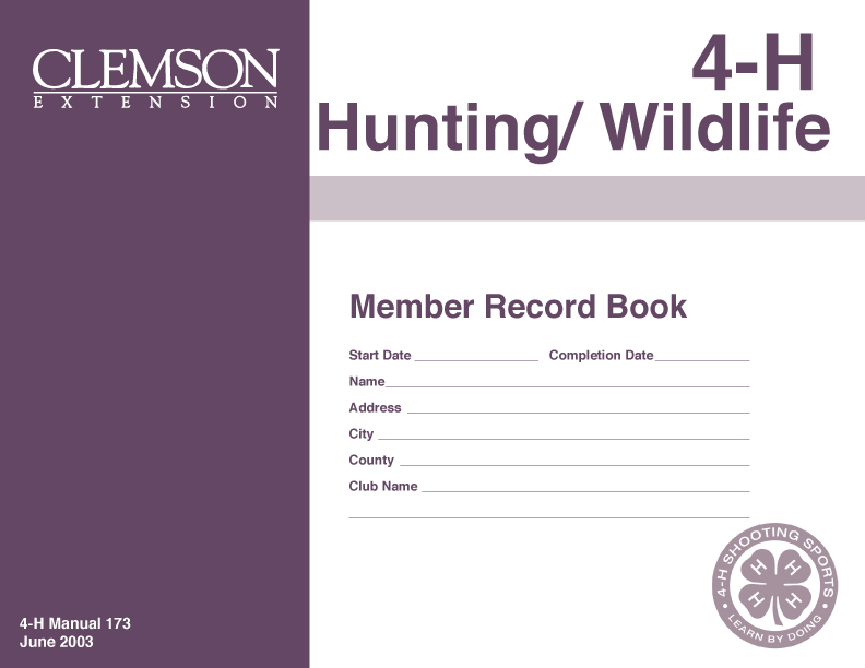 4-H Hunting / Wildlife: Member Record Book