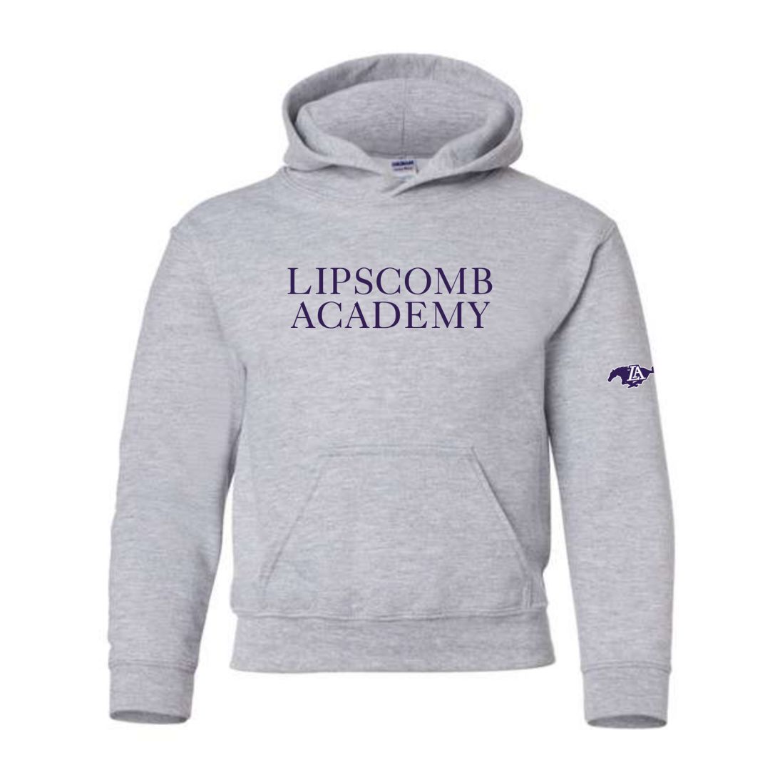 Youth Grey Hoodie w/ Mustang on sleeve