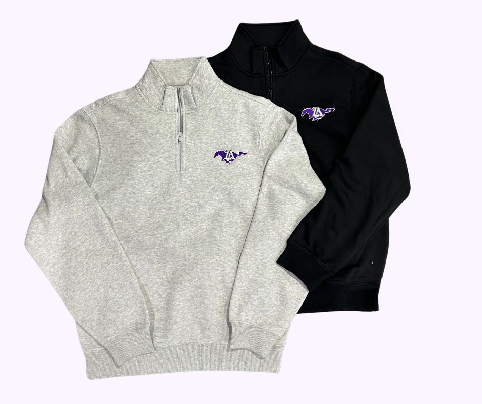 1/4 Zip Sweatshirt - Black or Grey Adult