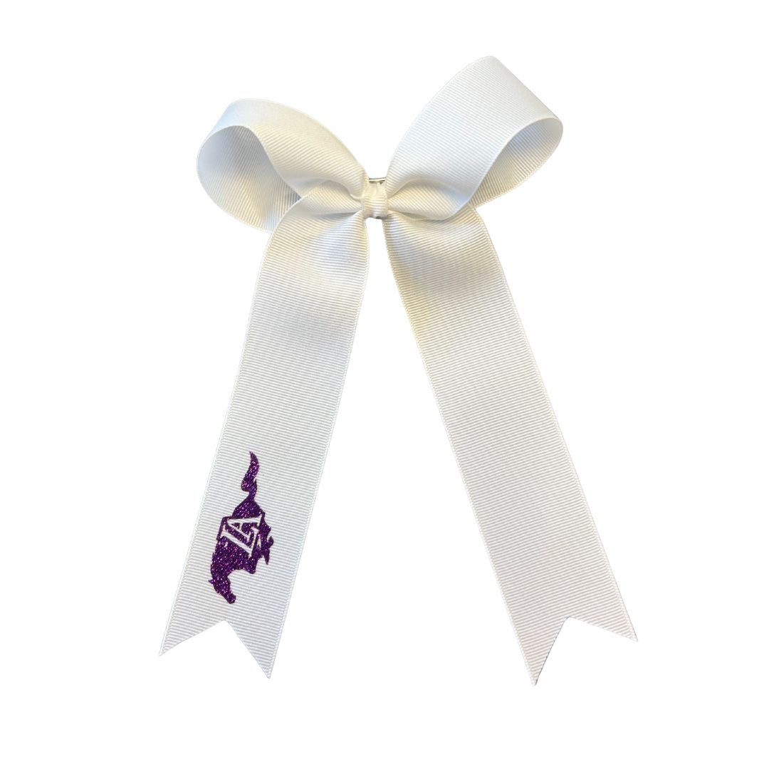 Bow - Long White Glitter