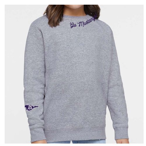 Youth Grey Go Mustangs Crew neck