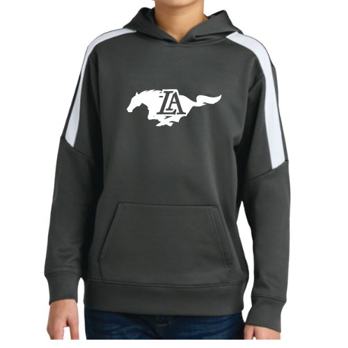 Youth Iron Grey/White Performance Fleece Hoodie