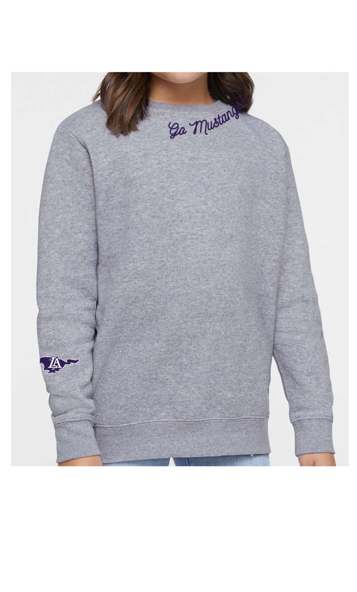 C - Grey YXL Go Mustangs Sweatshirt
