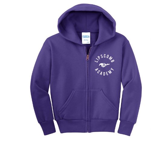 Youth Full Zip Hoodie - Purple
