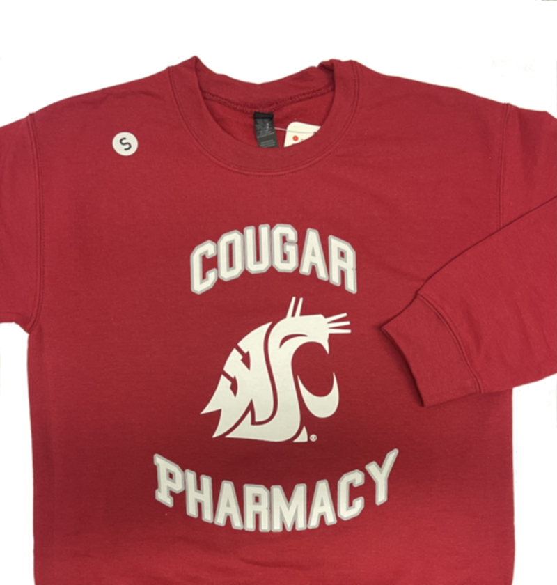 (2552) Crew Neck Sweatshirt  Cougar Logo - Red - Small