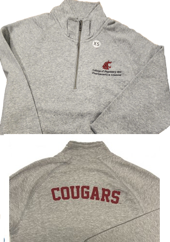 (2557) 1/4 Zip Sweatshirt (B) Cougar Logo (F) CPPS Logo - Gray- XS