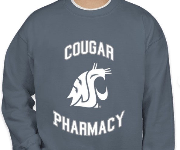 (2638) Crew Neck Sweatshirt (F) WSU Cougar Pharmacy - Blue - Small