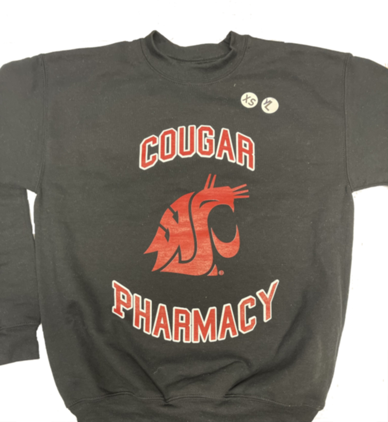 (2661) Crew Neck Sweatshirt (F) Red WSU Cougar Pharmacy - Black - XXL