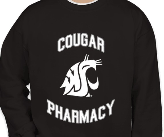 (2654) Crew Neck Sweatshirt (F) WSU Cougar Pharmacy - Black - XL