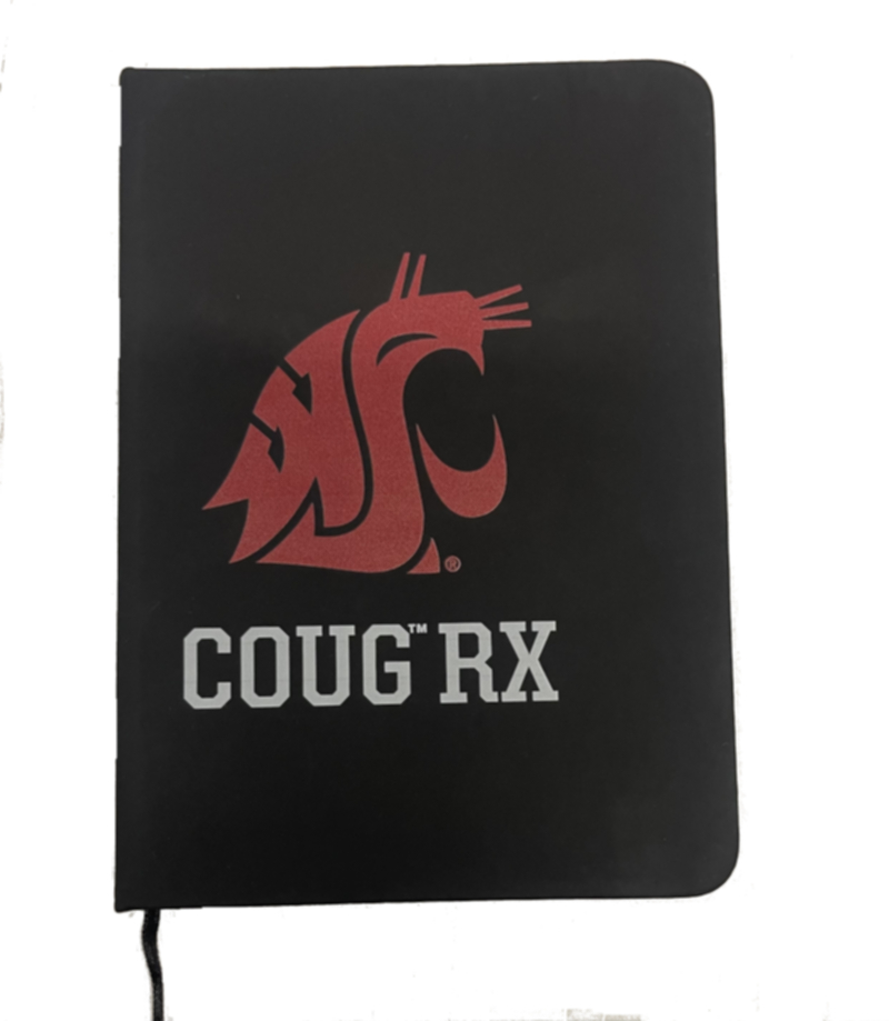 (2610) Medium Hard Cover Notebook - COUGRX Logo - Black