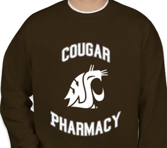 (2643) Crew Neck Sweatshirt (F) WSU Cougar Pharmacy - Brown - Large