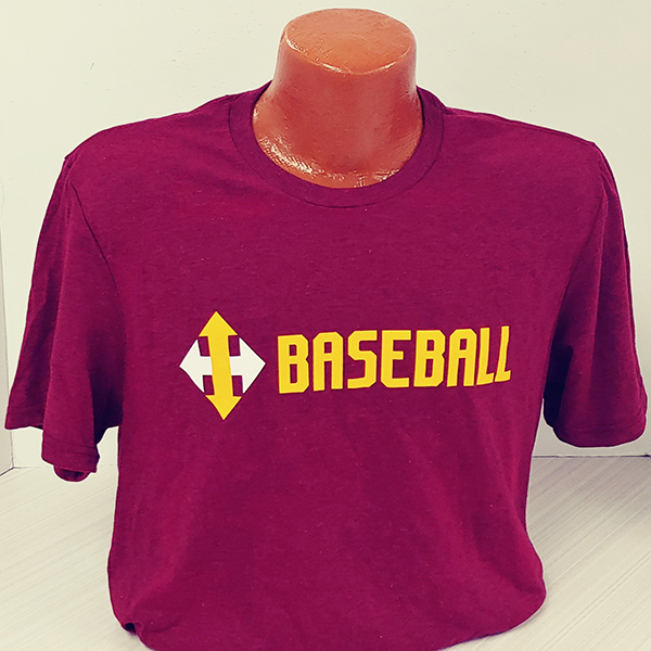 Maroon T-Shirt with Baseball & Arrows