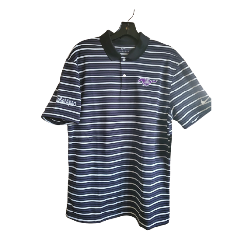 Be Set Apart - Dri-Fit Grey/White/Black stripe Golf Shirt