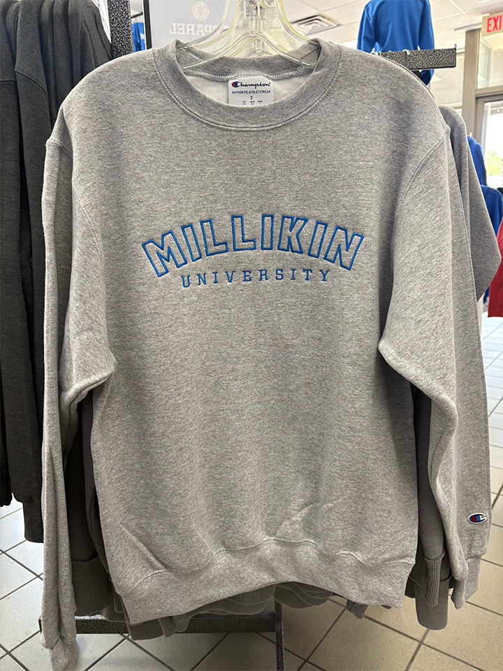 Champion Grey Embroidered Millikin University Curved Text